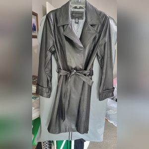 Centigrade Leather Black Long Jacket- Medium